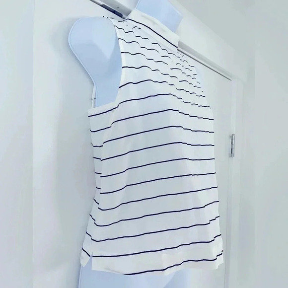 Monk & Lou/ Sleeveless top/ White with black lined stitching/  Size US S - Picture 3 of 14